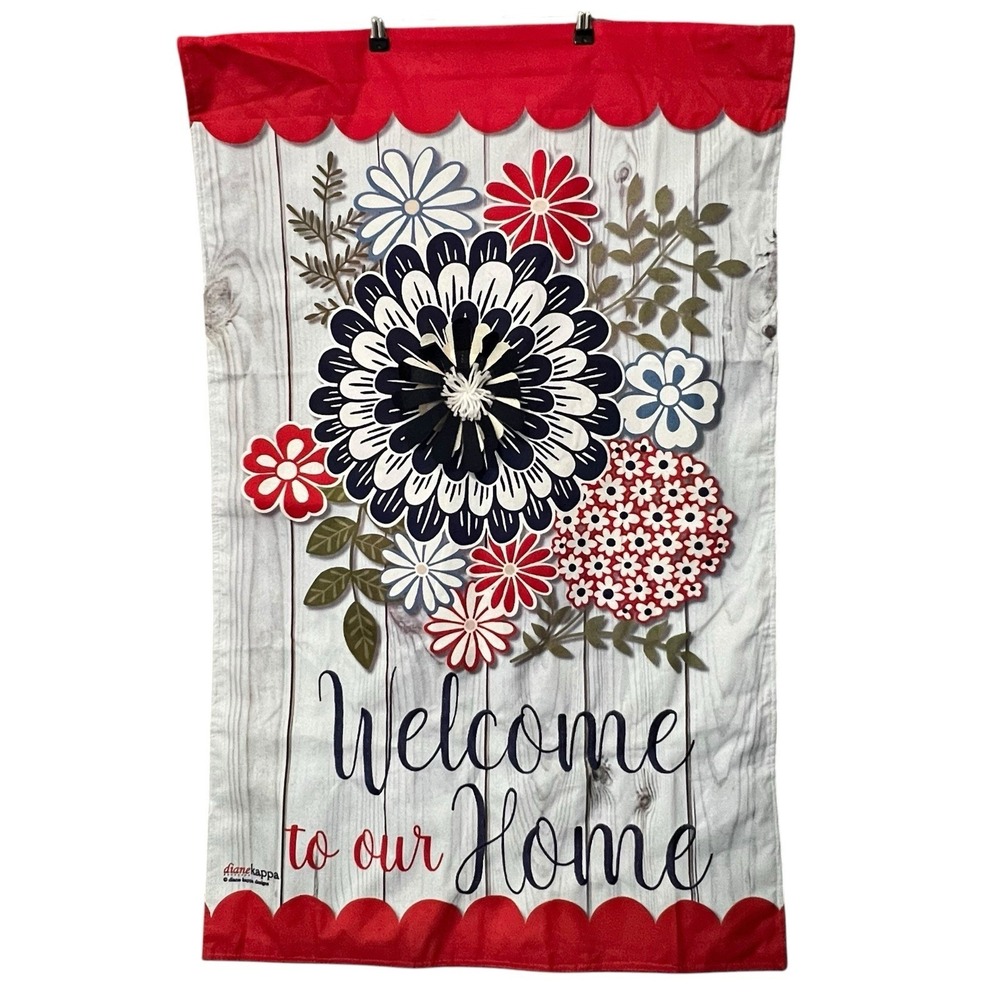 Patriotic Daisy House Flag 28X43 Double Sided Summer Decor Welcome Home